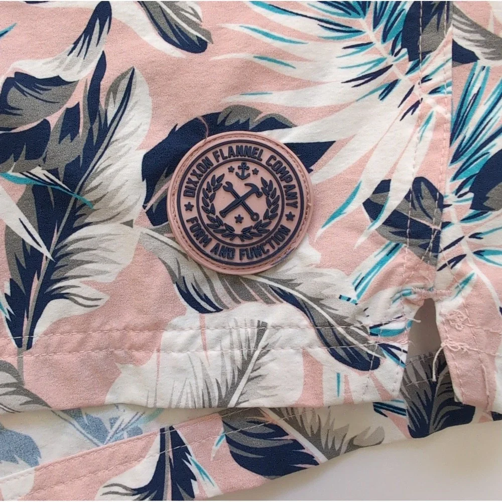 Dixxon Flannel Co Barbuda Boardshorts Mens 2XL Pink Palm Leaf Trunks XXL Beach